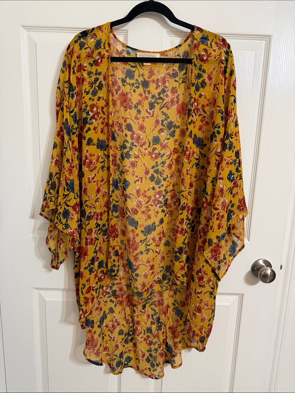 Mustard Floral Kimono Cardigan